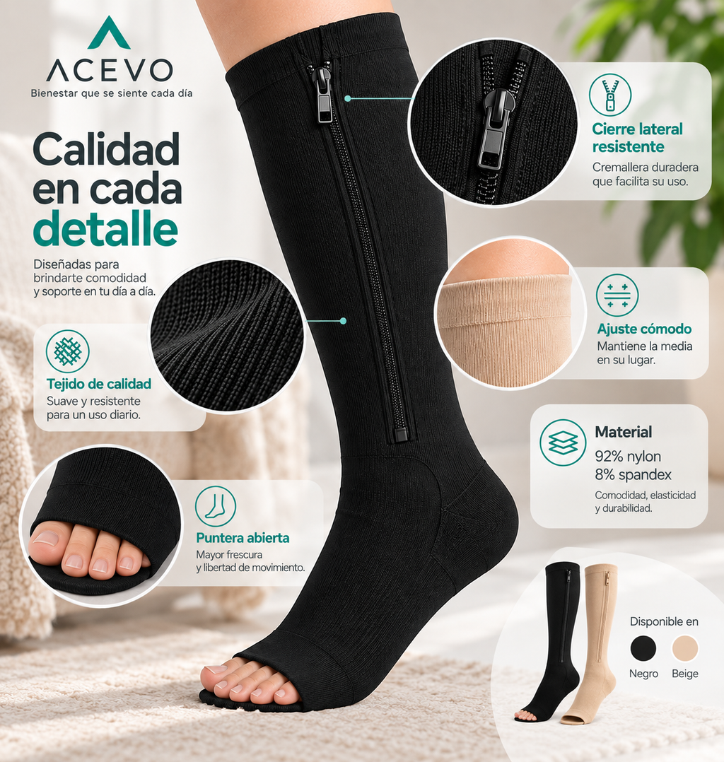 Medias de Compresión Graduada con Cierre Zip Sox