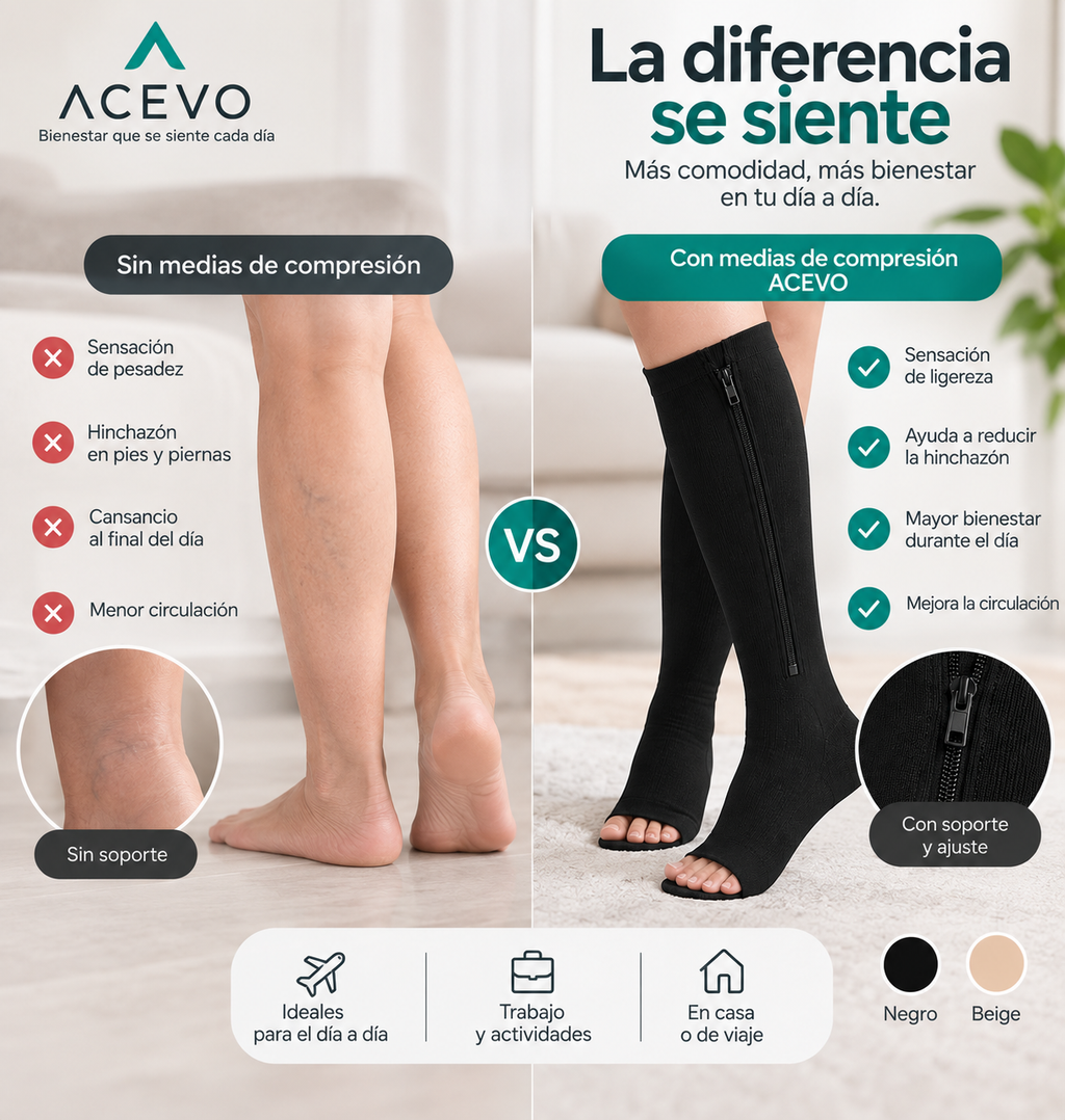 Medias de Compresión Graduada con Cierre Zip Sox