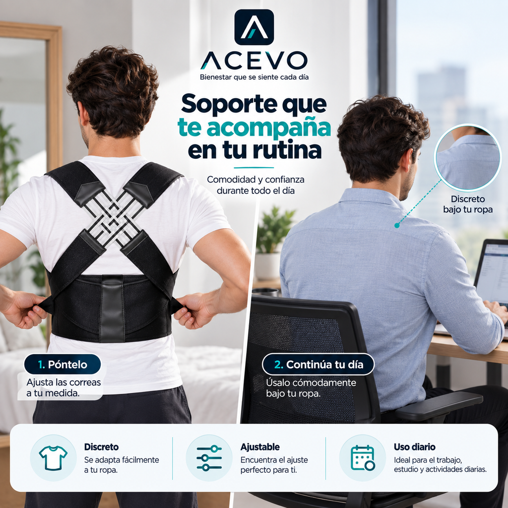 Corrector de Postura Ajustable con Soporte Lumbar