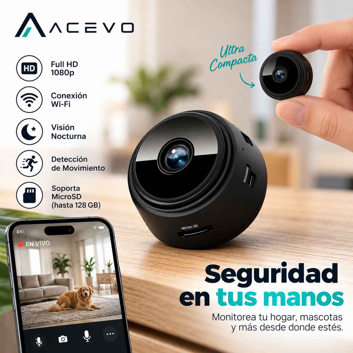 Mini Cámara Espía WiFi HD con Visión Nocturna