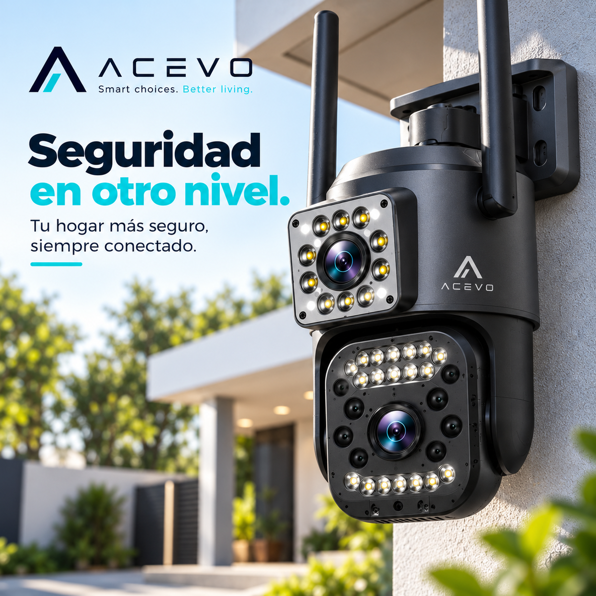 Cámara de Seguridad WiFi 360° Doble Lente para Exterior